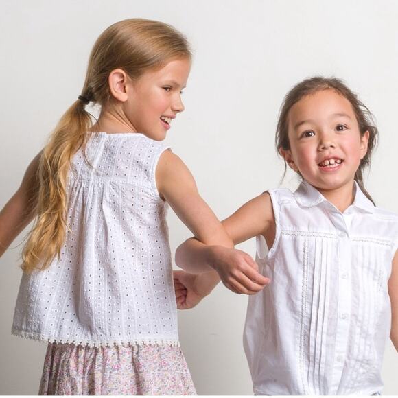 Girls Beetworld white cotton summer tie front top - Picture 2 of 7